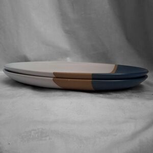 2 - Tabletops Unlimited Gallery Sedona Oval Platters - Blue, Gold, Sand, Modern